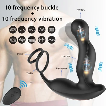 Prostate Massager Vibrator Dvojno Motornih Butt Plug Brezžični Daljinski Odraslih Izdelki Za Človeka Zamudo Izliv Obroč Spolnih Igrač Za Moške