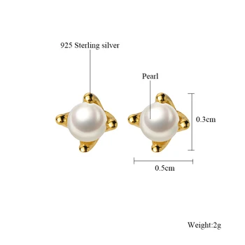 Minimalističen 925 Sterling Silver Za Ženske Preprosto Pearl Male Stud, Uhane, Zlate Barve Modni Ženski Darila Nakit