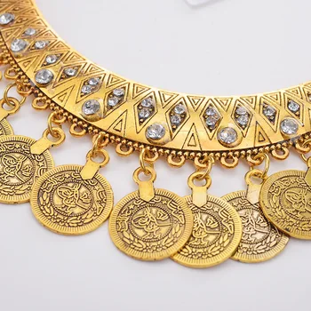 LosoDo Ročno izrezljane Elegantna Zlato barvo moda za ženske ogrlica Letnik BOHO Gypsy Trendy Edinstven Nakit Set
