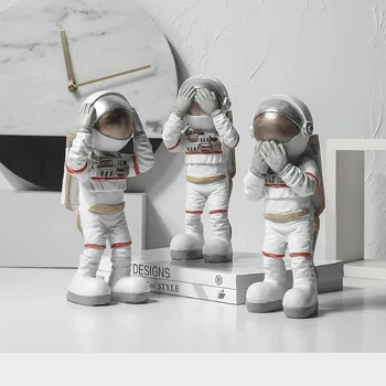 WU CHEN LONG Preprosta Sodoben Astronavt Umetnosti Kiparstvo Tri Št Astronavt Figur Smolo Obrti Kozmonavt Okraski Za Dom R3584