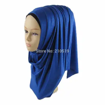 Muslimanski bombaž jersey hidžab šal Ženske Strech velike šimrom šal 170* 50 cm