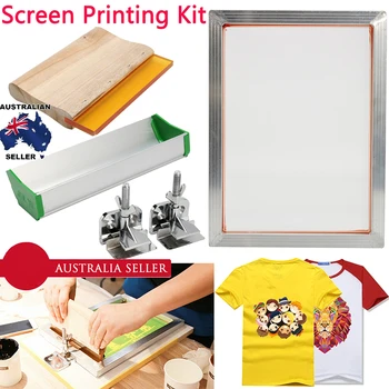 5Pcs/Set Screen Printing Kit aluminijast Okvir + Spona Spona + Emulzija Zajemalka plasti za popolno prekrivnost + Squeegee sitotisk Orodje, Deli