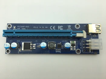 Riser VER009S 0,6 M LED PCIE PCI-E 1X, da 16X Riser Card 15Pin SATA da 6Pin Moč pozlačeni USB 3.0 za BTC Bitcoin Rudar Rudarstvo