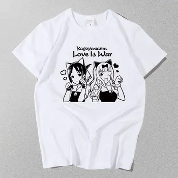 Anime Kaguya-sama: Ljubezen Je Vojna Shinomiya Kaguya Fujiwara Chika Cosplay T-shirt Poletje bombaž Unisex moški Majica Kratek Rokav Tee