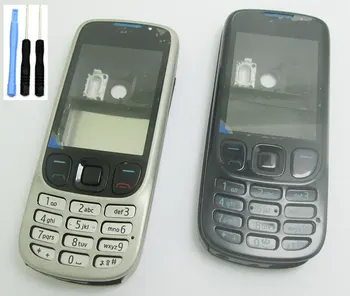 Silver Black Metal Classia Ohišje Pokrov Plošče Primeru Tipkovnica Tipkovnica Nokia 6303 6303c z odprto orodja