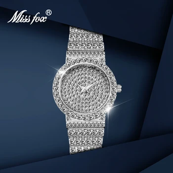 MISSFOX Ure Ženska 2020 Moda Luksuzne blagovne Znamke Dame Watch Srebro, Diamant Nepremočljiva ročno uro iz Nerjavečega Jekla, Ura Darilo
