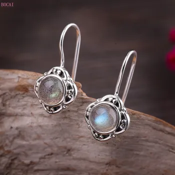 Tajski srebrni uhani za ženske S925 sterling srebro uho spusti 2020 nov modni nakit za ženske preprosto moonStone Uhani