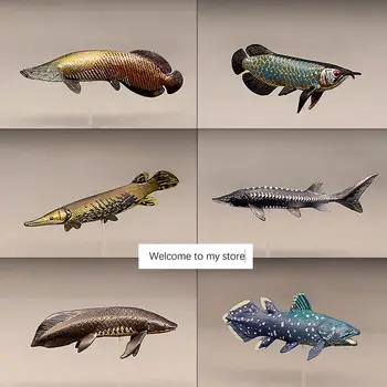 Pvc slika model igrača Simulacije starih rib živali model coelacanth, Avstralski lungfish, aligator, finless jegulja 6pcs/set
