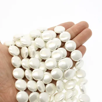 Naravno bela lupina 15 mm gumb v obliki ohlapno kroglice Polirani moški in ženski nakit, izdelava DIY ogrlica, zapestnica dodatki
