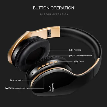 PunnkFunnk Brezžične Slušalke V5.0+EDR Bluetooth Slušalka Za Mobilni Telefon, Mp3 Zložljive Stereo Zmanjšanje Hrupa Gaming Slušalke