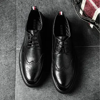 Nov Prihod Retro Bullock Design Moških Klasičnih Poslovnih Formalno Čevlji Konicami Prstov usnjeni čevlji Moški Oxford Obleko Čevlje loi9