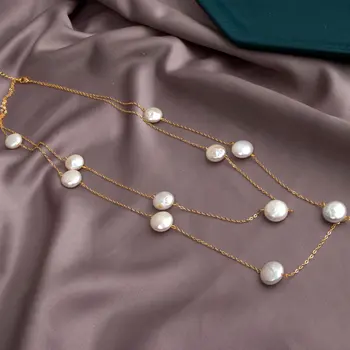 SINZRY VROČE elegantno biser Nakit Naravnih baročni biser krog obesek ogrlice CZ pulover ogrlice trendy kostum nakit