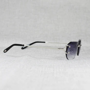 Vintage Diamantno Rezanje Jasno Očala Rimless sončna Očala Moških Kovinski Okvir Odtenkih za Ženske Oculos Gafas za Nasedanja Vožnje