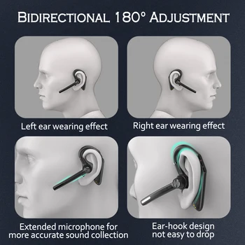 Enem Ušesu, Poslovni Avto Držalo Za Uho V5.0 Bluetooth Slušalke Smart Dual-Znamke za Zmanjšanje Hrupa Športne Slušalke Z 800mah Polnjenje Box