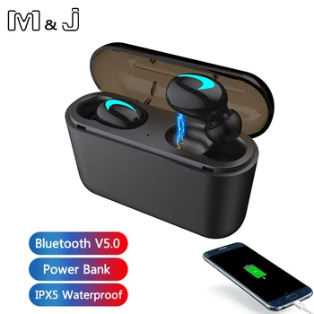 M&J TWS Brezžične Bluetooth Slušalke 5.0 dual Stereo MIC šport Slušalka HIFI s polnjenjem polje moči banke za iphone xiaomi