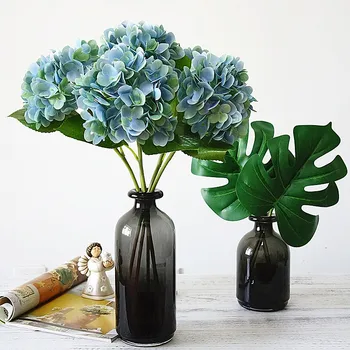 3D Tiskanih Umetno Hydrangea cvetje, Poročni Dekoracijo, 1 vejica Ponaredek Cvet Pravi Dotik DIY Rojstni dan Venci A6630