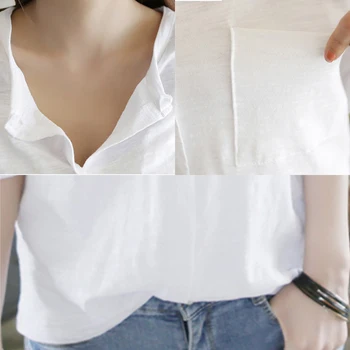 Modna bluza ženske Dolg Rokav Beli rokavi Ženske Pocket Majica Ženske Priložnostne Vrhovi Vitek, Elegantno Žensko Belo Bluzo 2020 E271