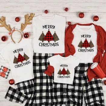 Družina ujemanje oblačila Vesel Božič Santa Claus drevo T-Majice družino obleke oče, Sin Dekle, Fant, mati in hči obleko