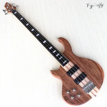 4 string levo roko fretless vratu skozi aktivno, električna bas kitara zebrawood vrh trdna okoume les telo bas z fret line