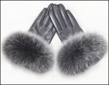 High-end ženske usnjene rokavice ovčje kože toploto pozimi plus žamet zadebelitev big lisica krzno travo lisice ženski dotik 2020