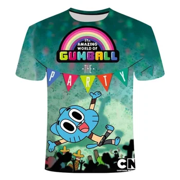 Gumball neverjetno svetu t shirt Gumball vzorec 3D natisnjeni t-shirt je super ulične graphic majica s kratkimi rokavi moški prevelik T-shirt