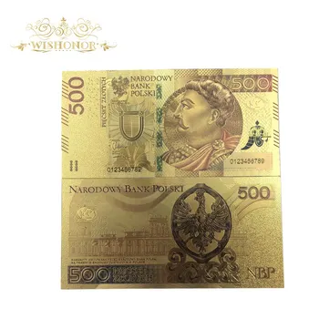 10pcs/500 veliko Bill Poljska PLN Zlato Bankovcev Papež Zlato Bankovec za Zbiranje 999 Zlato. POLIMER Brezplačnih Plastičnih Rokav