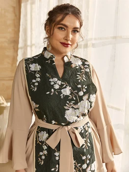 2021 Abaya Dolgo V Pomlad Ženska Ženske Obleke Metulj Rokav Plus Velikost Moda Elegantno Šivanje Obleko Maxi
