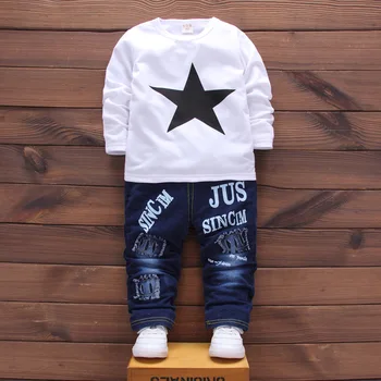 Otrok Jeseni Denim 3pcs Kompleti Oblačil Baby Fantje Jeans Jakne T-srajce Jeans Obleke Malčke Boys Priložnostne Šoli Kostum