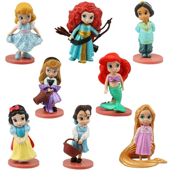 Disney Princesa figuric 8 cm Moana sneguljčica Merida Mulan morska deklica Tiana Jasmina Lutke Otroci Igrače Za Otroke, Zbiranje