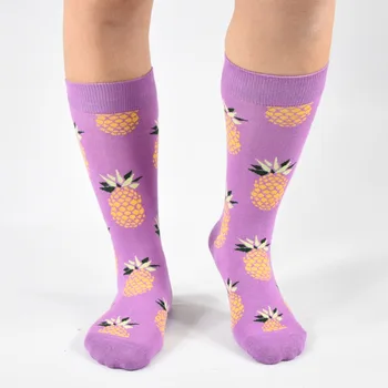 Moške nogavice 6 parov škatel pisane česana bombaž sadje vzorec serije priložnostne nogavice smešno posadke darila vesel nogavice