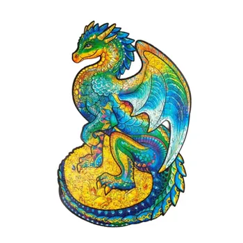 Dragon Obliko DIY Lesene Sestavljanke za Odrasle Otroke Pisane Živalske Uganke Najboljše Božično Darilo Lesene Sestavljanke za Otroke