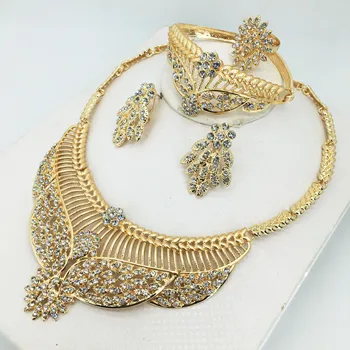 VROČE Modni nakit set Nigerija Dubaj zlato barvo Afriške noge nakit, poročni nakit set afriške kroglice nakit sklopov
