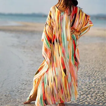 Oversize Šifon Bikini Kritje Gor Plaža Cover-up za Ženske Pareo Plaži Tunika kopalke Poletje Dolg Plaža Obleko Haljo Plage De