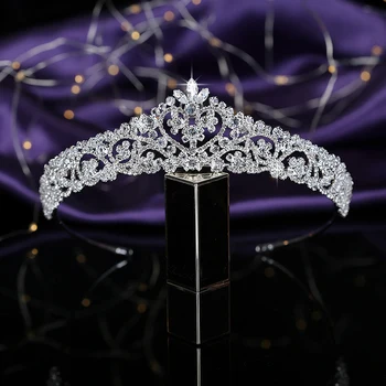 Tiaras in krone peneče cirkonij kristalno srce oblika krono poročni dodatki za lase za ženske BC3030 coroa de noiva