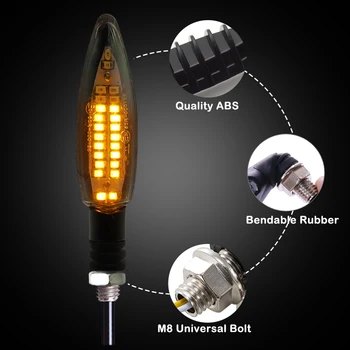 4pcs LED Vključite Opozorilne Luči za motorno kolo E24 Vgrajeno Bliskavico LED Rele Blinker Nepremočljiva Utripajoče Luči M8 LED smerokaze Svetlobe