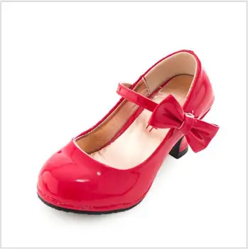 Nova princesa čevlji dekleta stranka bowtie čevlji sijoče barva visoko peto moda Plesne čevlje za otroke size26-35