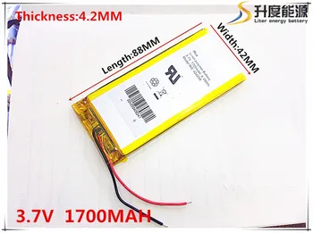 3,7 V 1700mAh 424288 Litij-Polymer Li-Po baterija li ionska Baterija za Polnjenje celic Za Mp3, MP4 MP5 GPS