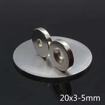 50pcs neodymium magnetom 20x3mm luknja 5mm N35 20*3-5 mm Rezine magnet Redke Zemlje Neodim Magneti, 20x3 luknjo 5 mm