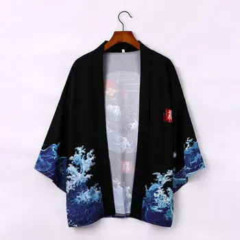 Tiskanje Japonski Kimono Jopico Kimono Letnik Moški Haori Samurai Kimonos Ulične Majica Poletje Novo Japanes Mens Haori Yukata