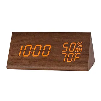 Vlažnost termometer Alarm Ura LED Lesene Watch Tabela Glasovni Nadzor Digitalnih Lesa Pogon Elektronski Namizne Ure