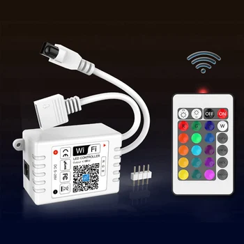 WiFi RGB 4Pin Smart Krmilnik DC12-24V čarovnica 24key IR daljinski Podporo Alexa, Google Doma,IFTTT Za 5050 2835 RGB LED stirp