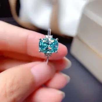 Nove luksuzne lepe prasketanje zelena moissanite obroč za ženske, nakit zaročni prstan GRA cert 925 srebro obroč darilo za rojstni dan