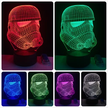 2018 NOVE 3D Lučka Death Star Vojne R2D2 BB-8 Darth Vader Stormtrooper Vitez LED Tabela NOČ SVETLOBE Multicolor Risanke Toy Luminaria