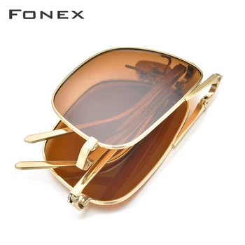FONEX Čistega Titana Polarizirana sončna Očala Moških Zložljiva Klasičnih Kvadratnih sončna Očala za Moške 2019 New Visoke Kakovosti Moški Odtenki 839