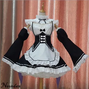 Re Nič Ram In Rem Cosplay Gothic Sweet Lolita Obleko Plus Velikost Seksi Francoska Služkinja Japonski Anime Halloween Kostumi Za Ženske