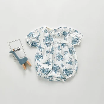 MILANCEL 2020 dojencek dekliška oblačila modri cvet baby bodysuits kratkimi rokavi dojencek dekliška obleka