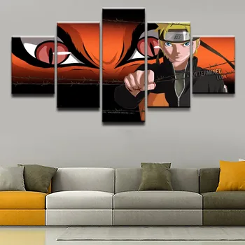 Slikarstvo Dnevna Soba Dekor 5 Plošči Kurama Kyubi Naruto Uzumaki Plakat Platno Wall Art Okvirji Modularni Natisnjeni Cuadros Slike