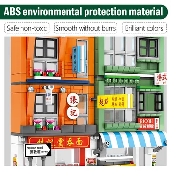 SEMBO Mesto Street View Hong Kong Slog Trgovina Številke Opeke Ustvarjalca LED Hiša Arhitekture Stavbe, Bloki DIY Igrače Za Otroke