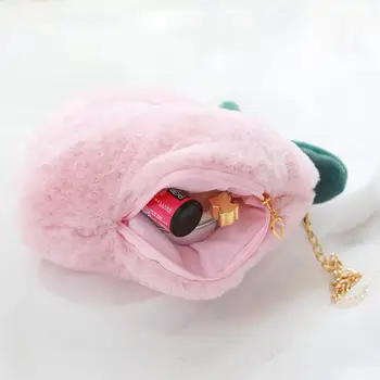 Srčkan plišastih igrač lepo sladko sadje roza breskev crossbody vrečko mehko blazino, odejo dekle ustvarjalne rojstni dan, darilo za punco, 1 pc