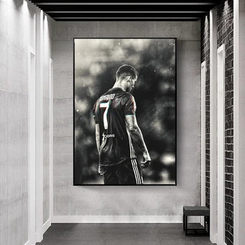 Star Plakati Nogomet nogometni Igralec Cristiano Ronaldo Portretno Slikarstvo Cabvas Črno Belo Sliko za Dom Design